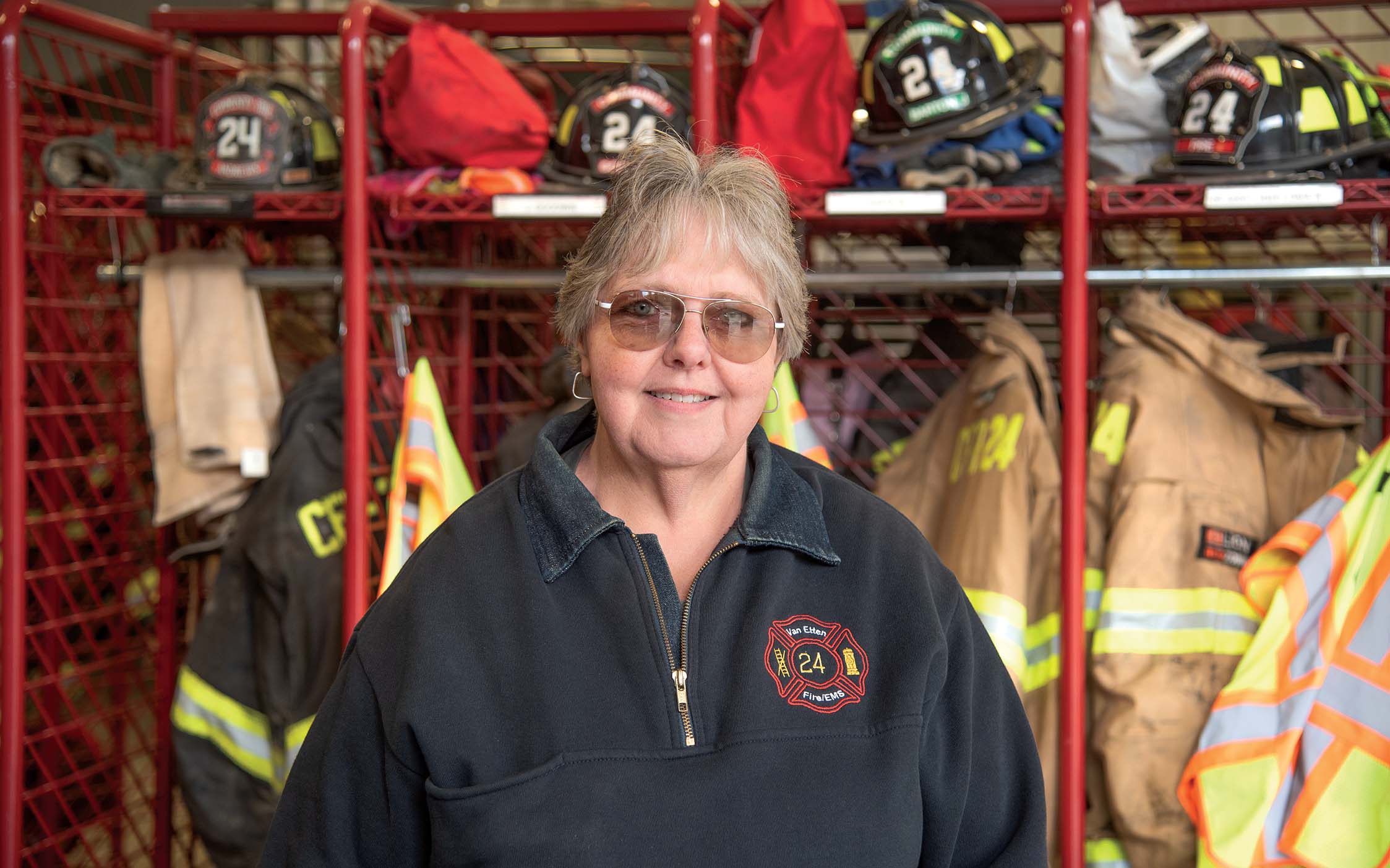 Colleen Beach volunteers at the fire station in Van Etten, New York.